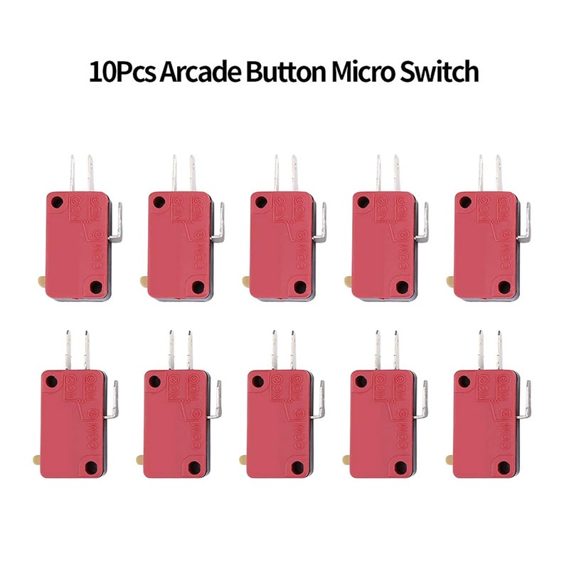 Moofey 10 PCS Red 3pins Microswitch Buttons, Start Push Button Micro Switch Replacement for Gaming Player - Image 5